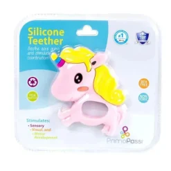 Primo Passi Rattles & Teethers*- Silicone Baby Teether, Pink Unicorn