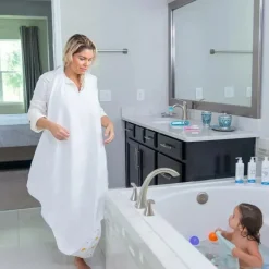 Primo Passi Baby Bath Towels*- Terry Hooded Baby Towel With Apron, White