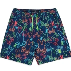 Psycho Bunny Baby Swimming Clothes*- Kids Barrett All Over Print Navy Swim Trunk