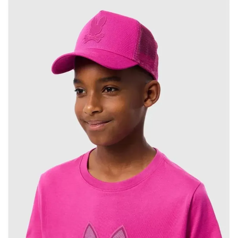 Psycho Bunny Baby Hats*Kids - Riviera Trucker Cap Fuschia Red