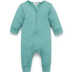Pure Baby Baby One-Pieces*- Baby Boy Rib Zip Growsuit, Moss Green