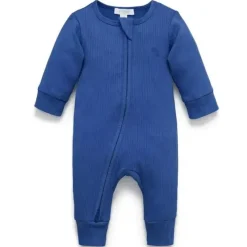 Pure Baby Baby One-Pieces*- Baby Boy Rib Zip Growsuit, Waterfall
