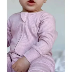 Pure Baby Baby One-Pieces*- Baby Girl Rib Zip Growsuit, Lavender