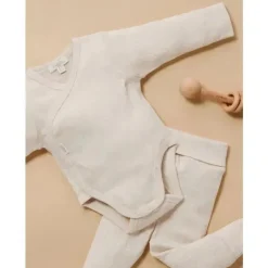 Pure Baby Baby Shorts, Jeans & Pants*- Baby Neutral Pointelle Footed Leggings, Wheat Melange