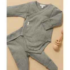 Pure Baby Baby Shorts, Jeans & Pants*- Baby Neutral Pointelle Footed Leggings, Smoke Melange