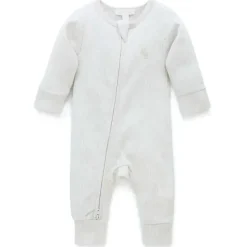 Pure Baby Baby One-Pieces*- Baby Neutral Rib Zip Growsuit, Wheat Melange