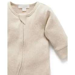 Pure Baby Baby One-Pieces*- Baby Neutral Rib Zip Growsuit, Biscuit Melange