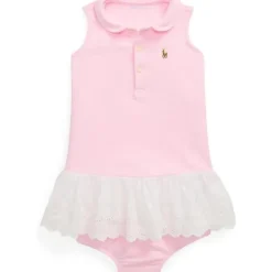 Ralph Lauren Dresses|Baby Dresses & Skirts*- Baby Girl Sleeveless Oxford Mesh Polo Dress With Embroidered Hem, Carmel Pink
