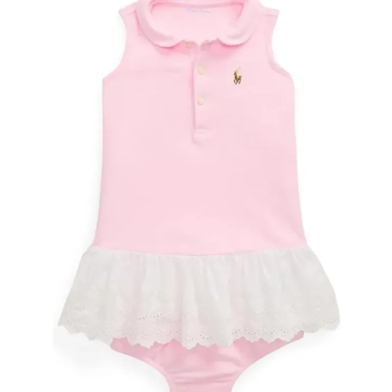Ralph Lauren Dresses|Baby Dresses & Skirts*- Baby Girl Sleeveless Oxford Mesh Polo Dress With Embroidered Hem, Carmel Pink