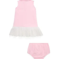 Ralph Lauren Dresses|Baby Dresses & Skirts*- Baby Girl Sleeveless Oxford Mesh Polo Dress With Embroidered Hem, Carmel Pink