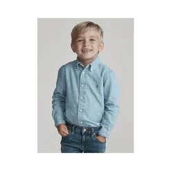 Ralph Lauren Baby Tops*- Chambray Long Sleeve Top Shirt - Light Blue 2T