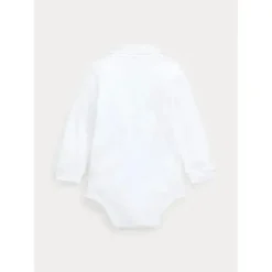 Ralph Lauren Baby Onesies & Bodysuits*- Interlock Long Sleeve Polo One Piece Bodysuit, White