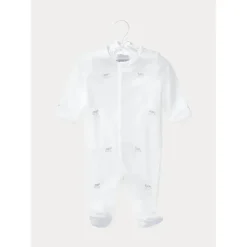 Ralph Lauren Baby One-Pieces*- Pima Interlock Op Cva, White