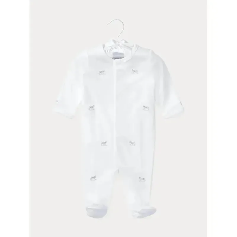 Ralph Lauren Baby One-Pieces*- Pima Interlock Op Cva, White