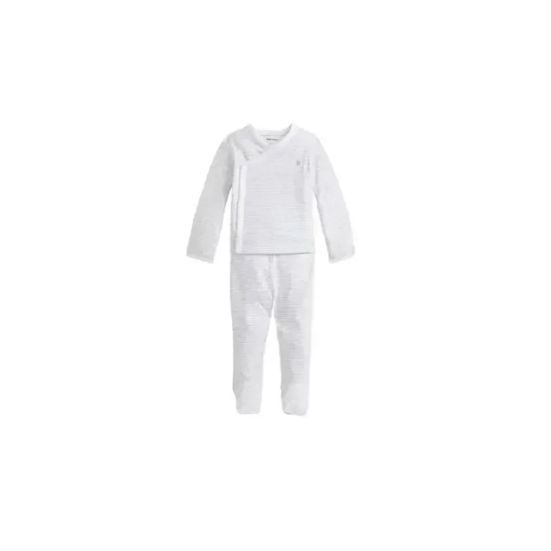 Ralph Lauren Baby Sets*- Striped Cotton Top & Pants, Quartz Heather/White