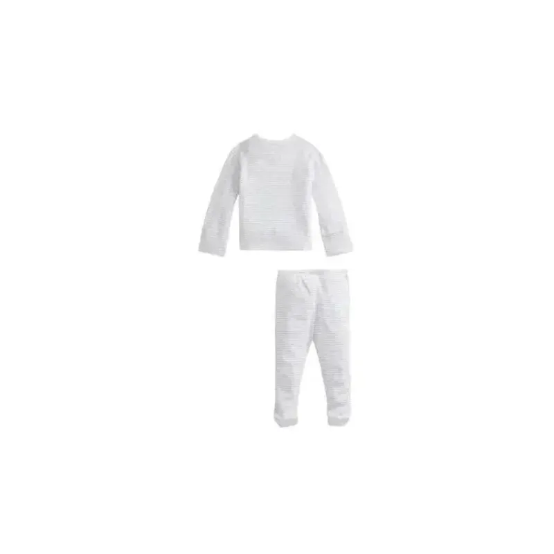 Ralph Lauren Baby Sets*- Striped Cotton Top & Pants, Quartz Heather/White