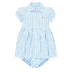 Ralph Lauren Dresses|Baby Dresses & Skirts*- Striped Knit Oxford Dress, Harbor Island Blue/White
