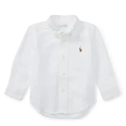 Ralph Lauren Baby Tops*- The Iconic Baby Oxford Long Sleeve Shirt, 18M, White