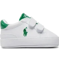 Ralph Lauren Baby Shoes*Baby - Boy Heritage Court Ii Ez White Smooth Green