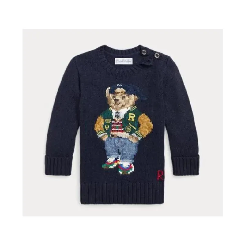Ralph Lauren Baby Coats, Sweaters & Jackets*Baby - Boy Long-Sleeve Cotton Knit Back To School Bear Graphic Crewneck Sweater