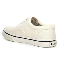 Ralph Lauren Baby Shoes*Baby - Boy Vulcanized Keaton Cream Canvas W/ Navy