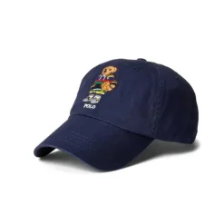 Ralph Lauren Baby Hats*Baby - Classic New Bond Chino Novelty Bear Graphic Sport Cap Navy