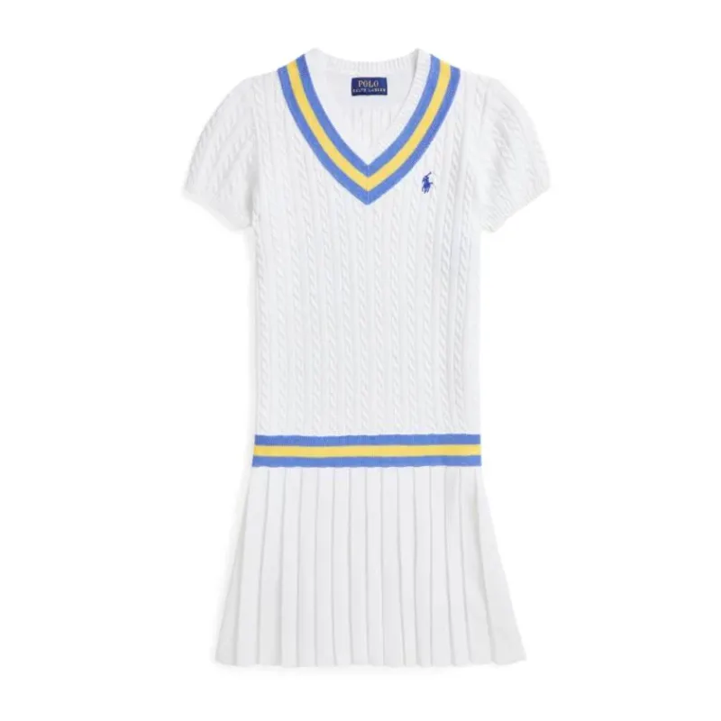 Ralph Lauren Dresses|Baby Dresses & Skirts*Baby - Girl Short-Sleeve Combed Cotton Mini Cable Knit Cricket Dress White/Blue