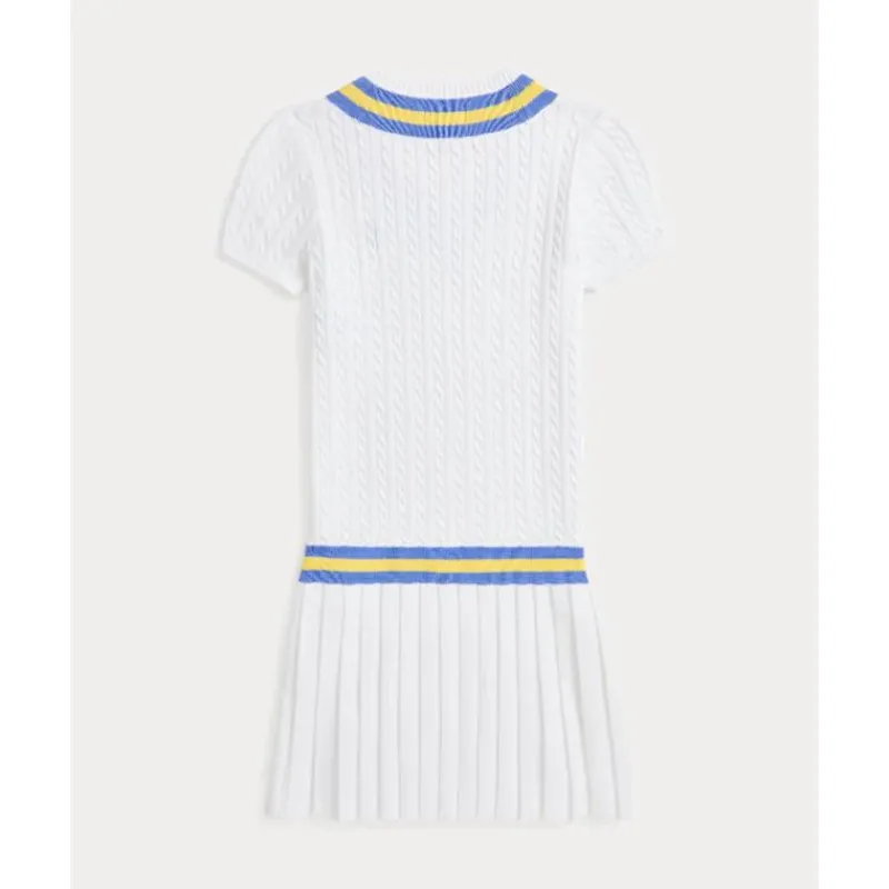 Ralph Lauren Dresses|Baby Dresses & Skirts*Baby - Girl Short-Sleeve Combed Cotton Mini Cable Knit Cricket Dress White/Blue