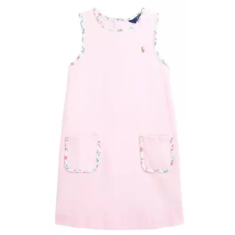 Ralph Lauren Dresses|Baby Dresses & Skirts*Baby - Girl Sleeveless Classic Oxford Shirt Dress W/ Printed Trim Bath Pink