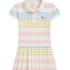 Ralph Lauren Dresses|Baby Dresses & Skirts*Baby - Girl Short-Sleeve Combed Cotton Mini Cable Knit Striped Polo Dress W/ Pleated Skirt