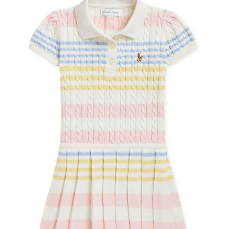 Ralph Lauren Dresses|Baby Dresses & Skirts*Baby - Girl Short-Sleeve Combed Cotton Mini Cable Knit Striped Polo Dress W/ Pleated Skirt