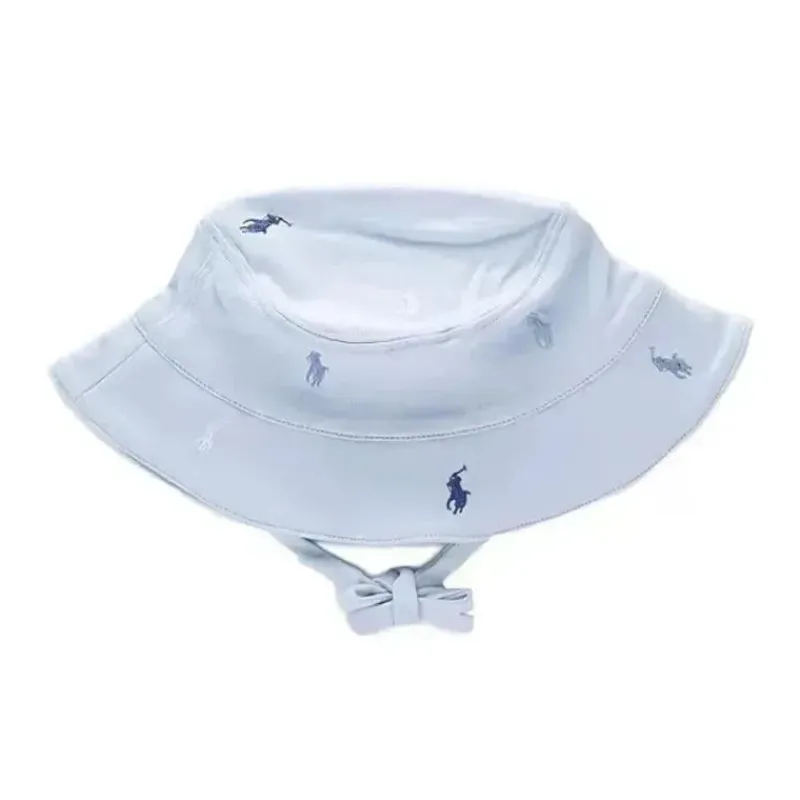 Ralph Lauren Baby Hats*Baby - Interlock Knit Bucket Hat Polo Print Beryl Blue