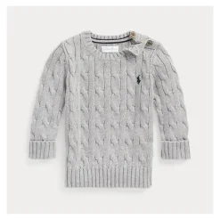 Ralph Lauren Baby Coats, Sweaters & Jackets*Baby - Long-Sleeve Cotton Cable-Knit Crewneck Sweater