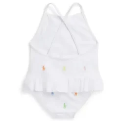 Ralph Lauren Baby Swimming Clothes*Baby - 1Pk All Over Pony Schiffli Swimsuit White