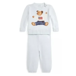 Ralph Lauren Baby Sets*Baby - 2Pk Long Sleeve Cotton Novelty Flag Bear Sweater With Matching Pant