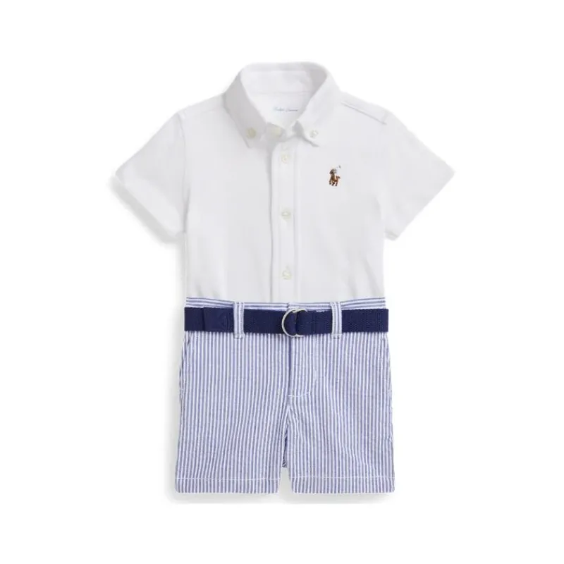 Ralph Lauren Baby Sets*Baby - 3Pk Short-Sleeve Interlock Sport Shirt With Belt And Seersucker Short