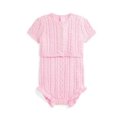 Ralph Lauren Baby Sets*Baby - 2Pk Sleeveless Cotton Sweater Shortall With Matching Cardigan, Pink