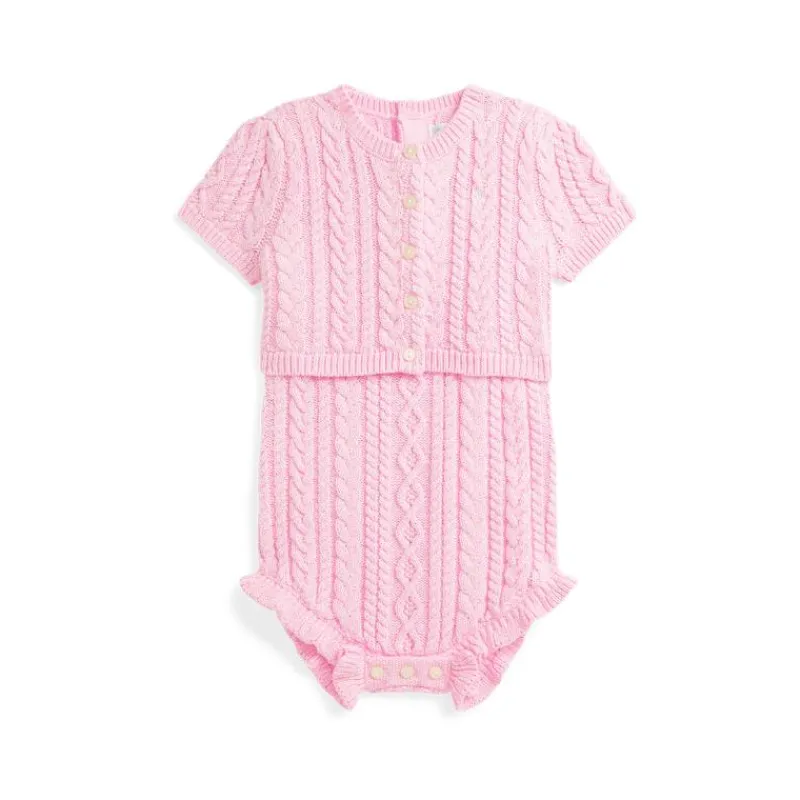 Ralph Lauren Baby Sets*Baby - 2Pk Sleeveless Cotton Sweater Shortall With Matching Cardigan, Pink