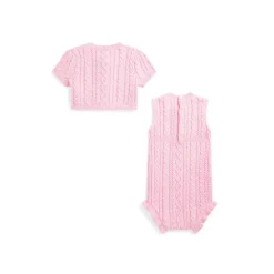 Ralph Lauren Baby Sets*Baby - 2Pk Sleeveless Cotton Sweater Shortall With Matching Cardigan, Pink