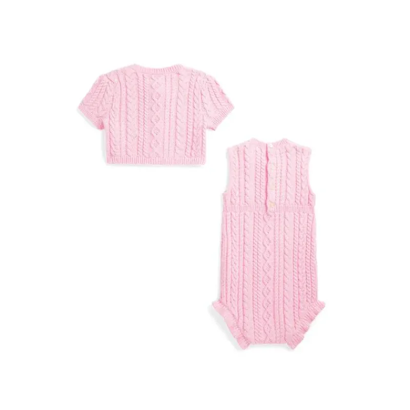 Ralph Lauren Baby Sets*Baby - 2Pk Sleeveless Cotton Sweater Shortall With Matching Cardigan, Pink