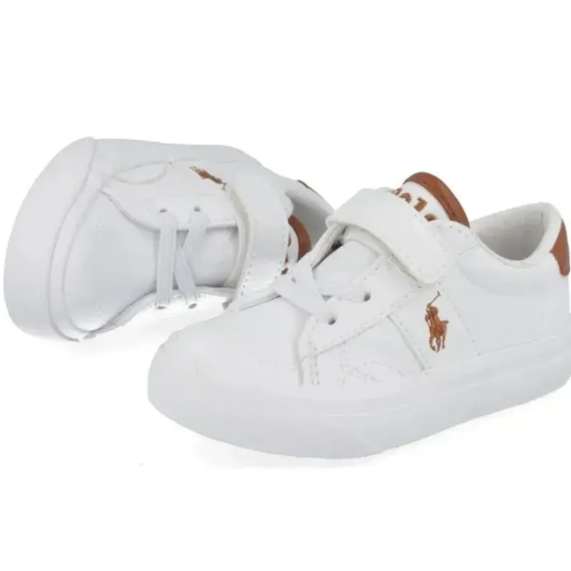 Ralph Lauren Baby Shoes*Baby - Ryley White Tumbled & Tan Burnished