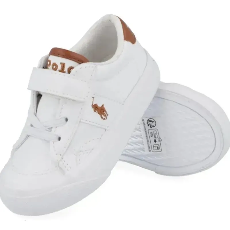 Ralph Lauren Baby Shoes*Baby - Ryley White Tumbled & Tan Burnished