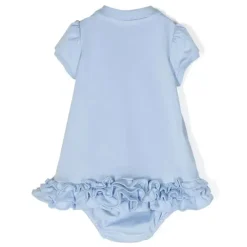 Ralph Lauren Baby One-Pieces*Baby - Short Sleeve Interlock Knit Cupcake Ruffle Polo Dress, Blue