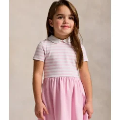 Ralph Lauren Dresses|Baby Dresses & Skirts*Baby - Short-Sleeve Ponte Roma Peter Pan Collar Striped Shirt Dress, Pink/White