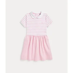 Ralph Lauren Dresses|Baby Dresses & Skirts*Baby - Short-Sleeve Ponte Roma Peter Pan Collar Striped Shirt Dress, Pink/White