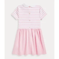 Ralph Lauren Dresses|Baby Dresses & Skirts*Baby - Short-Sleeve Ponte Roma Peter Pan Collar Striped Shirt Dress, Pink/White