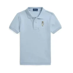 Ralph Lauren Baby Tops*Baby - Short-Sleeve Basic Mesh Novelty Bear Graphic Polo, Blue Hmngway Bear