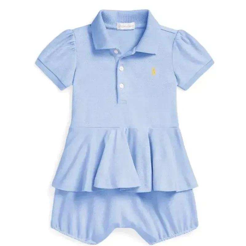 Ralph Lauren Dresses|Baby Dresses & Skirts*Baby - Short-Sleeve Stretch Mesh Polo Peplum Bubble Shortall