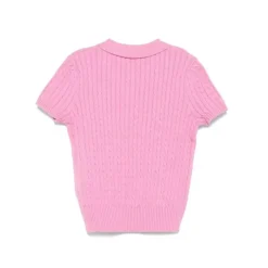 Ralph Lauren Baby Tops*Baby - Short-Sleeve Combed Cotton Mini Cable Knit Polo, Pink/Green