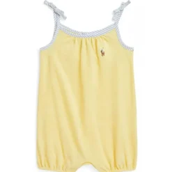 Ralph Lauren Baby One-Pieces*Baby - Sleeveless Oxford Mesh Tank Bubble Shortall, Yellow